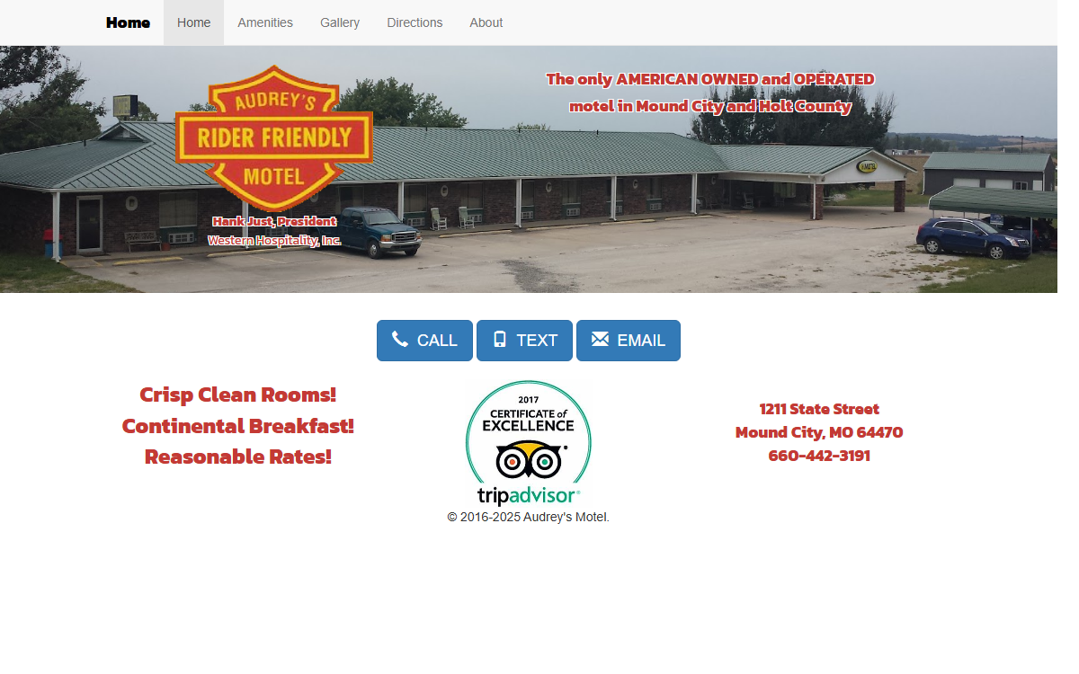 Desktop view of audreysmotel.com